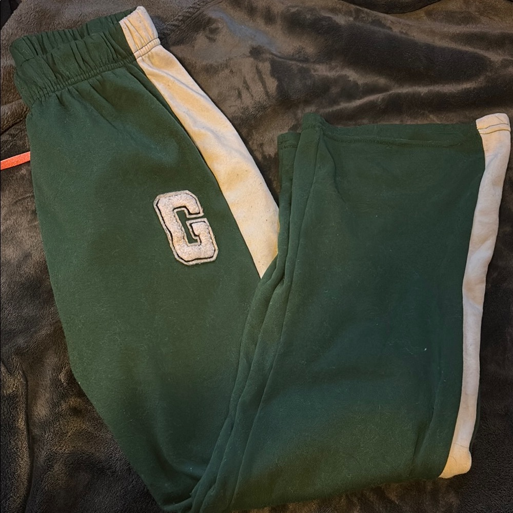 Junior Green and Cream Sweatpants